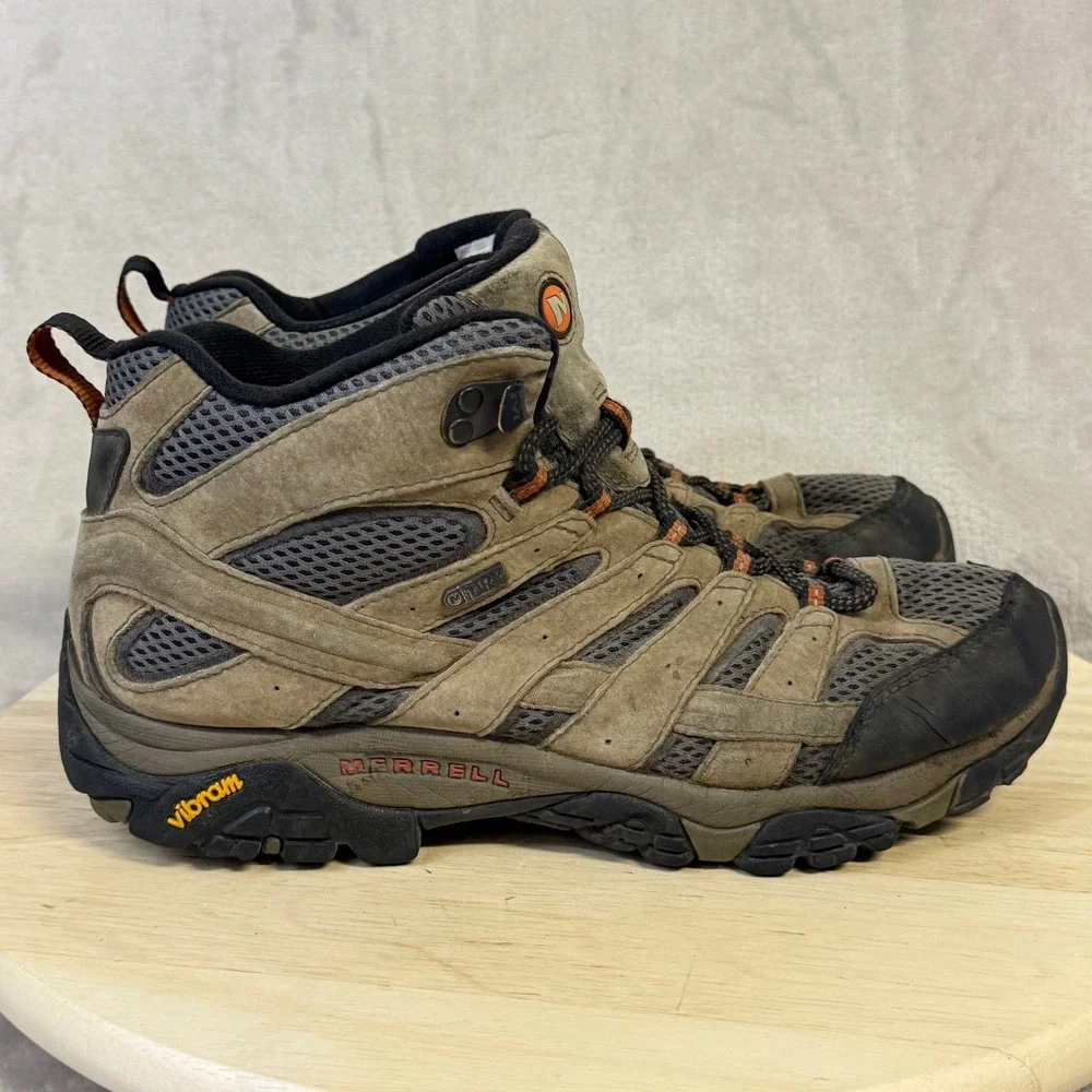Merrell Moab 2 Mid Waterproof Hiking Boots Mens 10 Earth Brown J06053 Vibram